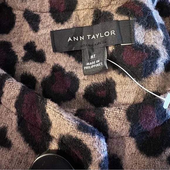 Ann Taylor Women Tan Leopard Print Wool Blend Jacket Button Front Medium Tall - Picture 8 of 9